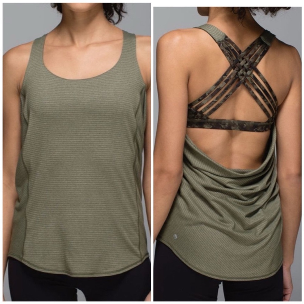 Lululemon Wild Tank- Heathered Fatigue Green/Mystic Jungle Green Black Size 4